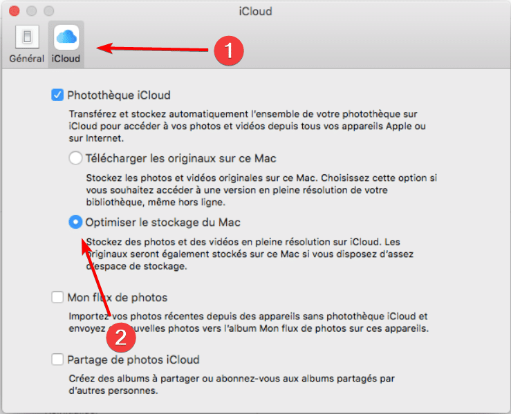 Réglages iCloud sur Mac pour l'optimisation du stockage