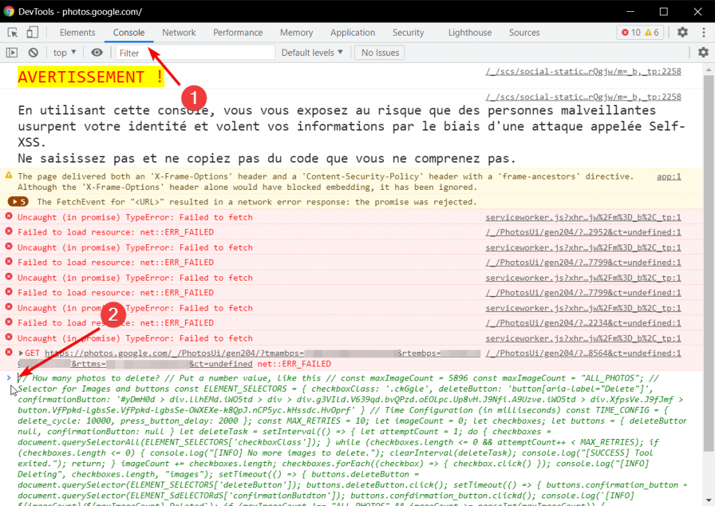 Installation du script permettant de supprimer les photos dans Google Photos