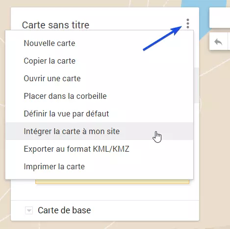 Paramètres de Google My Maps pour partager la carte