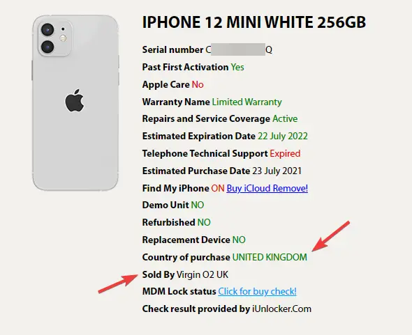 Informations sur le pays d'achat de l'iPhone et sur le magasin sur iUnlocker