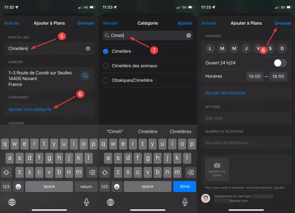 Ajout des informations concernant un lieu sur Apple Maps